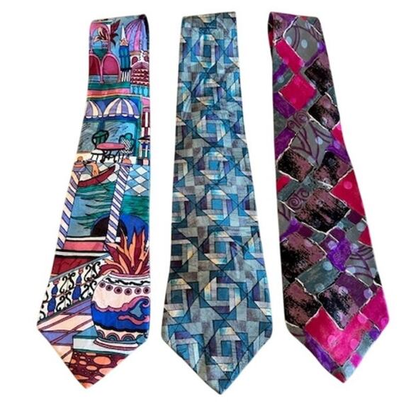 Vintage Hardy Amies All Silk Ties – Set of 3 1990s Savile Row - Picture 1 of 5